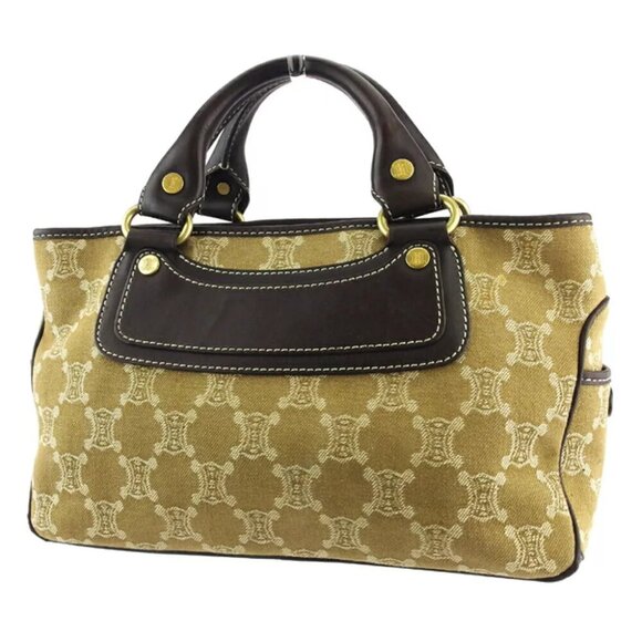 CELINE tote bag macadam beige canvas ?~ leather used Authentic